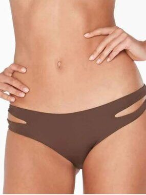L Space Sensual Solids Estella Classic Hipster Bottom Swimsuit Brown Size L NWT